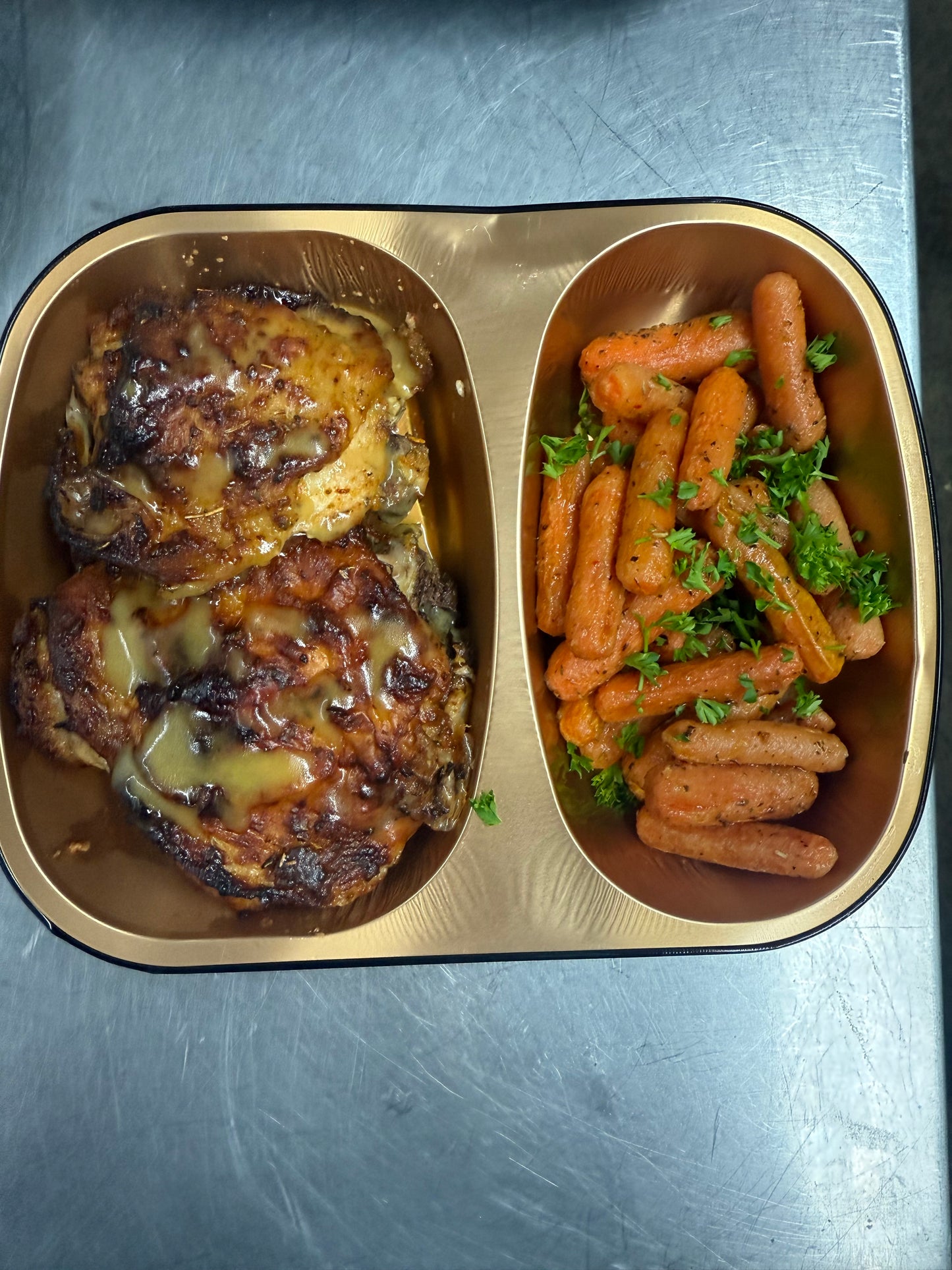 Maple Mustard Chicken Thighs & carrots