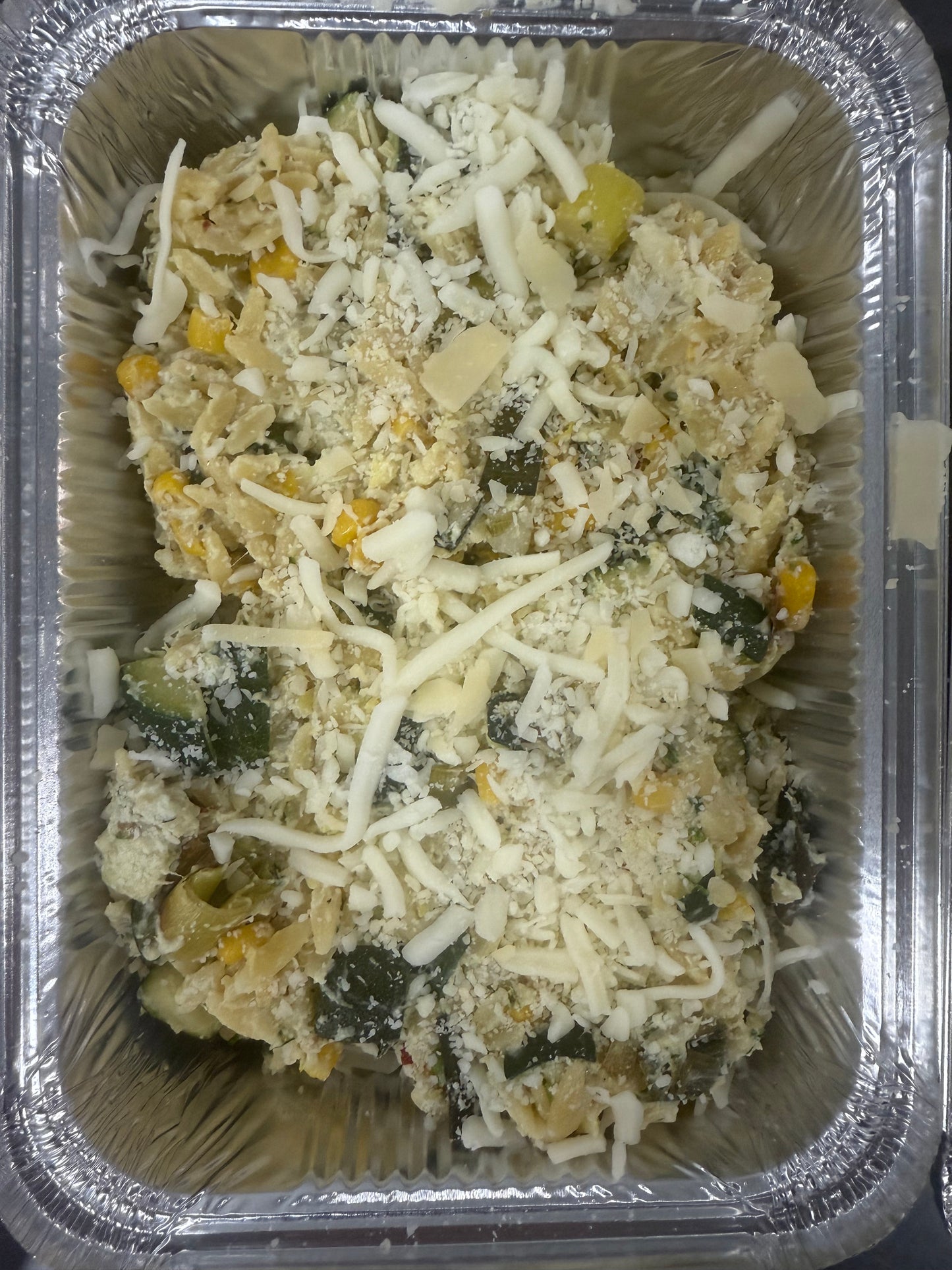 Lemon ricotta orzo with zucchini and corn
