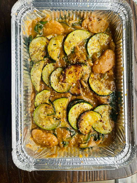 Butter beans with spinach and zucchini