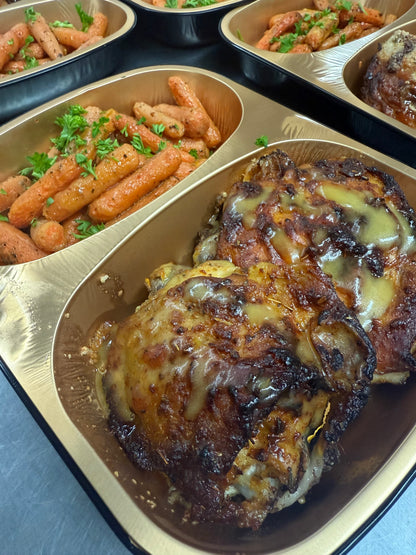 Maple Mustard Chicken Thighs & carrots