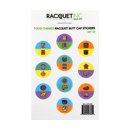 Racquet Inc - Food-Themed Racquet Butt Cap Stickers (10-Pack)