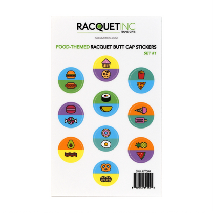 Racquet Inc - Food-Themed Racquet Butt Cap Stickers (10-Pack)