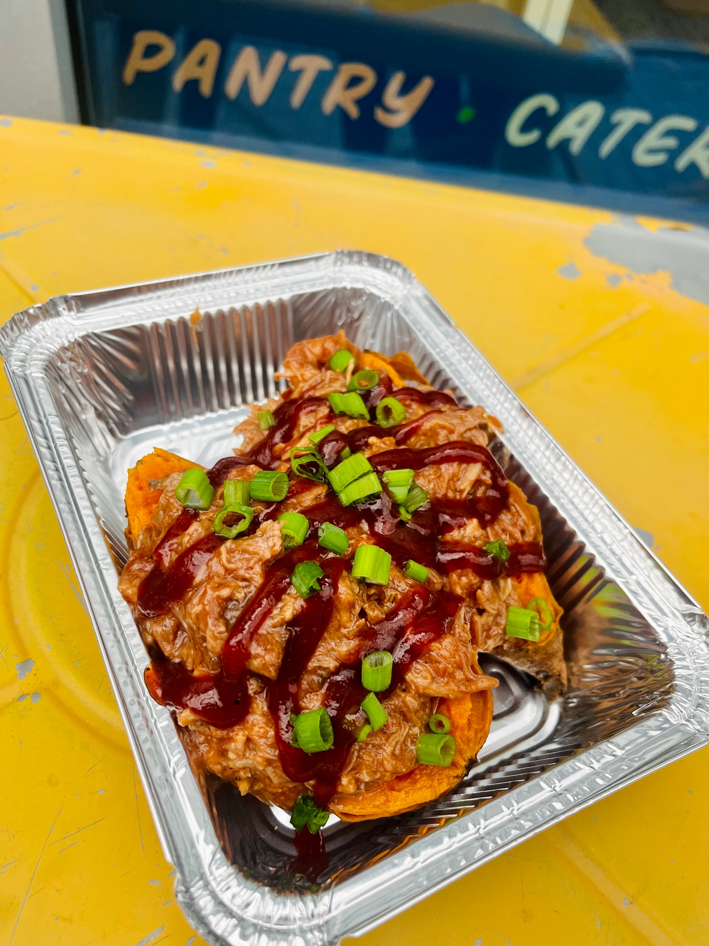 BBQ Pulled pork stuffed sweet potatoes