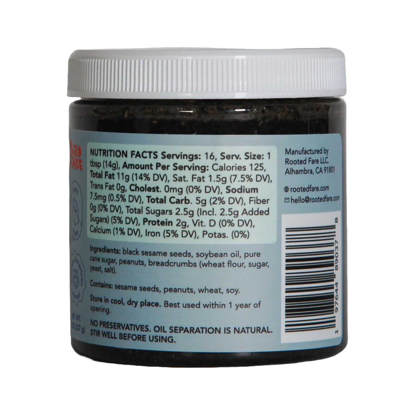 Rooted Fare - Crunchy Black Sesame Butter