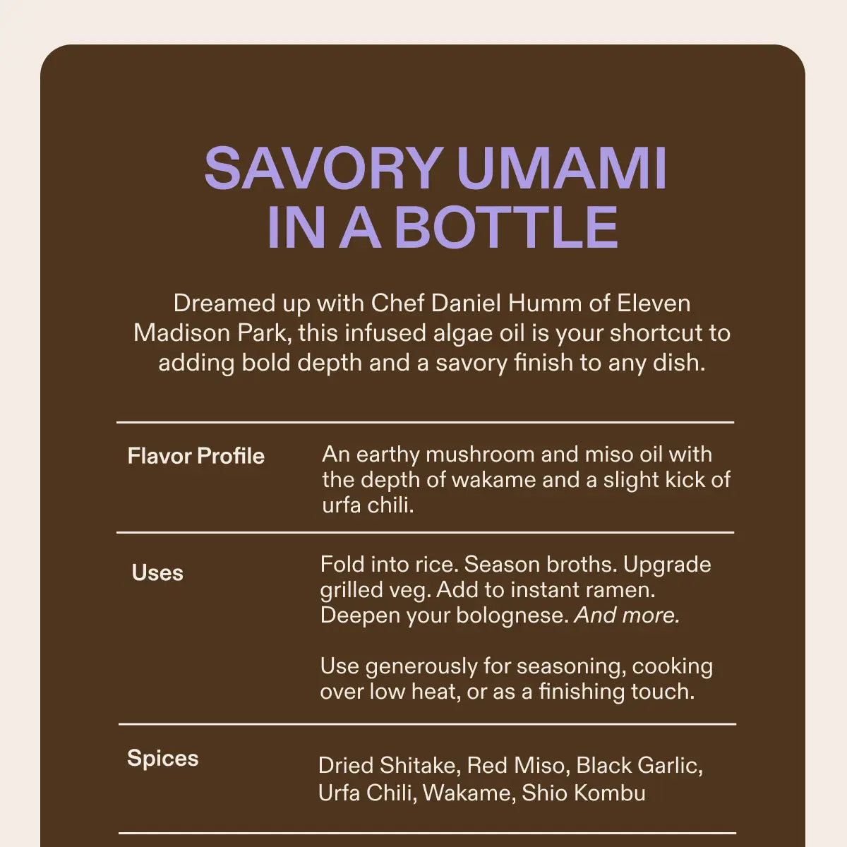 Algae Cooking Club - Shiitake Mushroom Oil