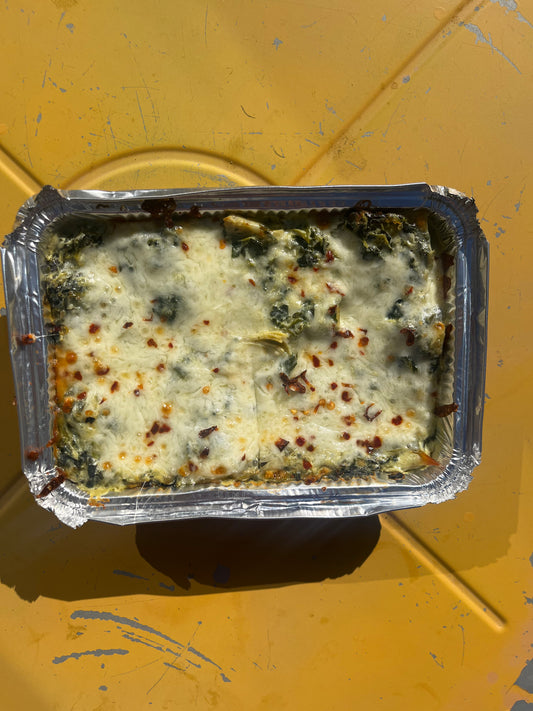 Gluten-free friendly Spinach artichoke lasagna